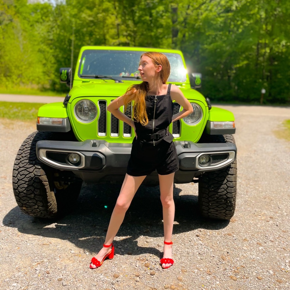 All black romper w/ belt